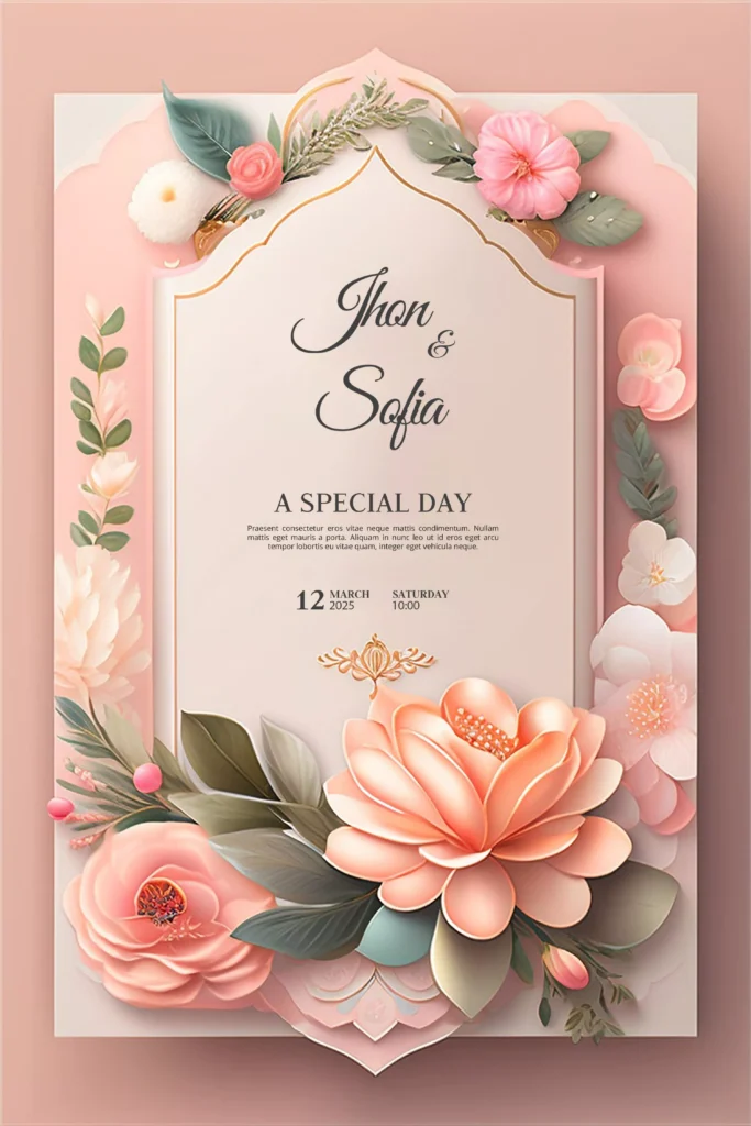 Indian Wedding Invitation Card PSD Free Download 2025  Editable Floral Wedding Templates