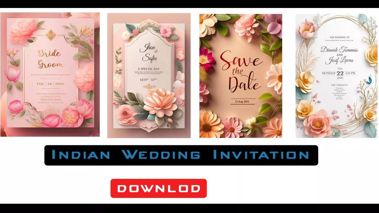 Indian Wedding Invitation Card PSD Free Download